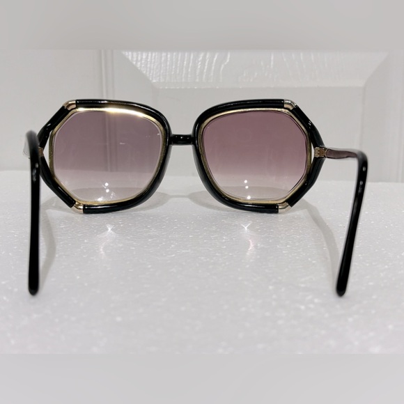 Vintage Ted Lapidus / Brigette Bardot style/ Black with gold rim oversize frame - Picture 10 of 13
